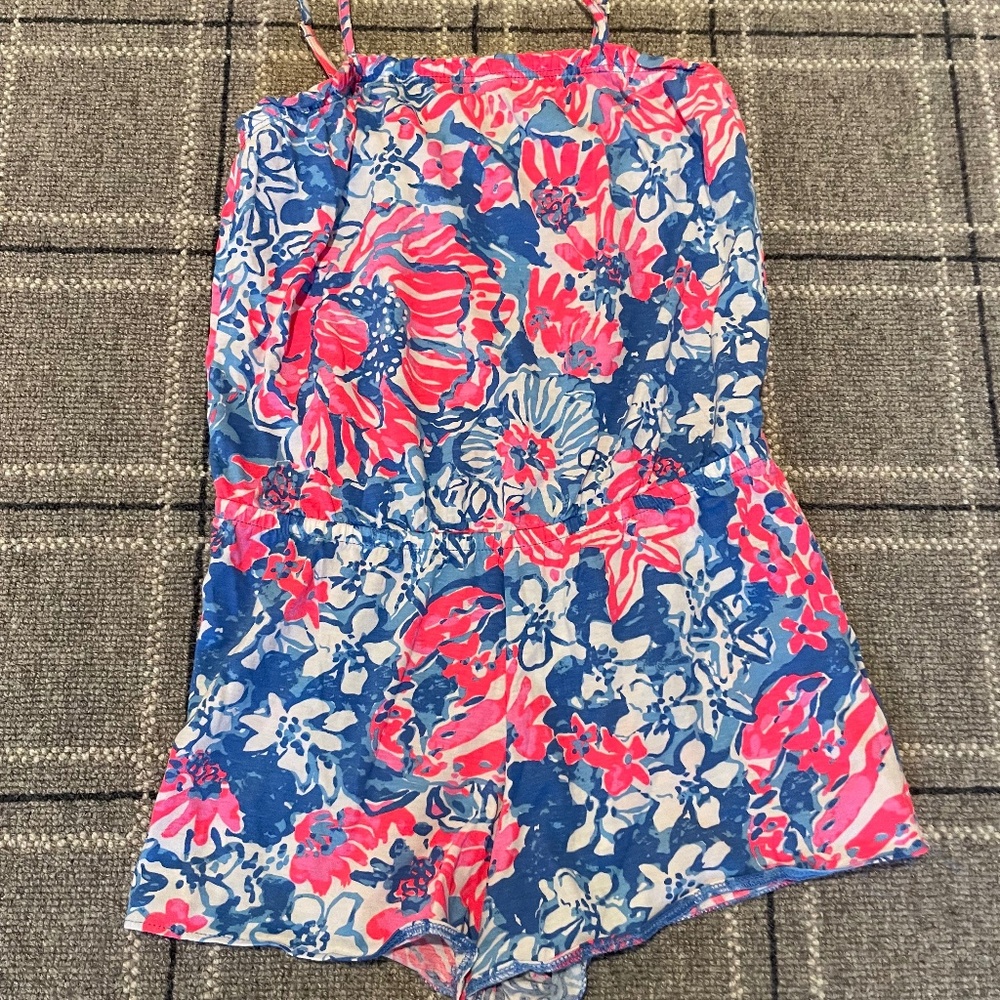 Lilly Pulitzer Pink & Blue Cotton Romper Girls L 8-10